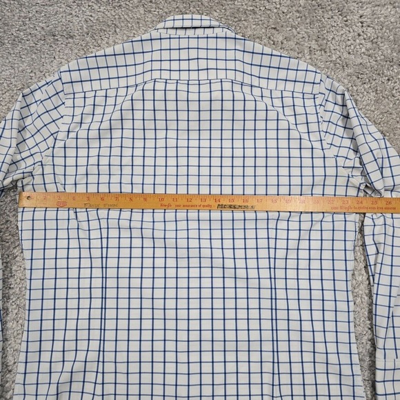 Mizzen Main Shirt Men XL White Blue Check Leeward Button Trim Fit Stretch Office - Picture 7 of 11